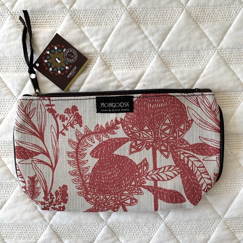 Make-up bag 10” x 5.5”, zip closure, heavy canvas cotton fabric. NWT